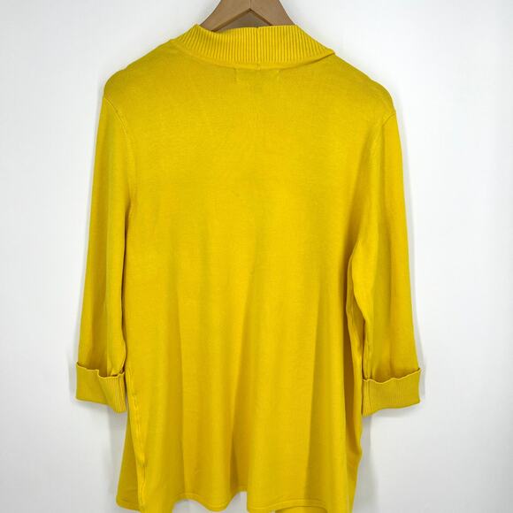 Laura Ashley Yellow Cardigan Sweater Size L ¾ Sleeve - Picture 2 of 7